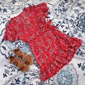 Red floral summer dress